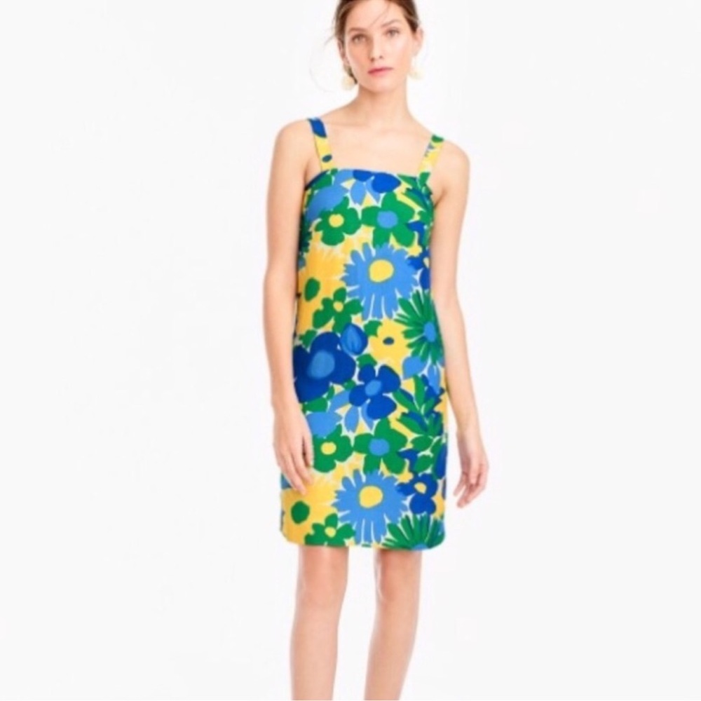 J. Crew Blue and Yellow Sleeveless Sundress